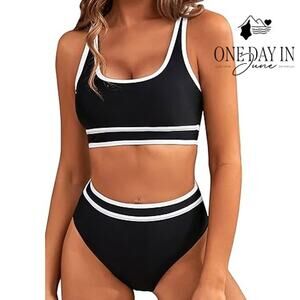 Blooming Jelly High Waist Crop Bikini Swimsuit Size M